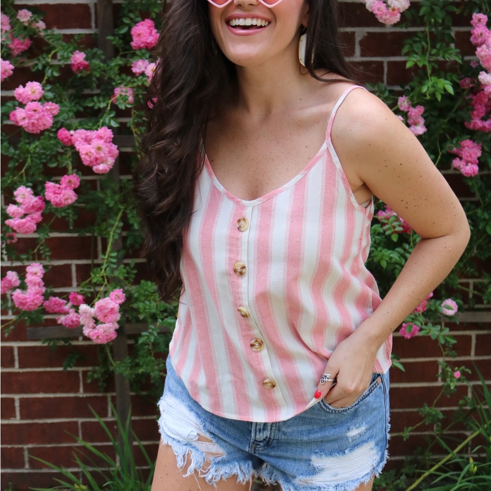Pink striped tank top
